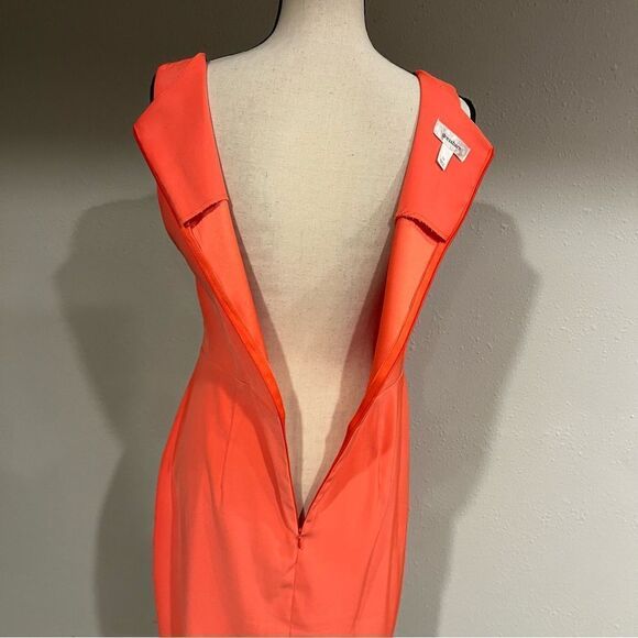 Solid blood orange color sleeveless scoop neck dress - Picture 8 of 14